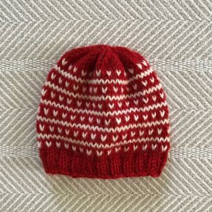 Chapeau d’hiver, doublé en rouge et blanc Fair Isle Beanie bébé à des tailles adultes polaire