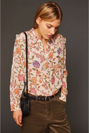 Chemise fleurie crème