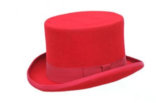 The Hat Outlet - Men's Formal Wool Red Top Hat