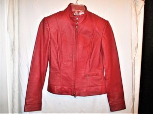 Vintage des années 90 en cuir rouge Biker Jacket 4 Sm Zip Up Newport News
