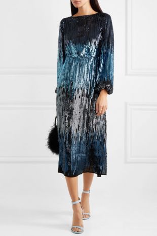 Rixo Coco ombré sequined tulle midi dress