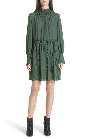 See By Chlo Laser Cut Trim Green Dress worn by Busy Philipps in Busy  Tonight S01E19 | Spotern