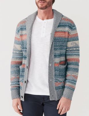 Faherty Sun & Wave Intarsia Shawl Rose Blue White