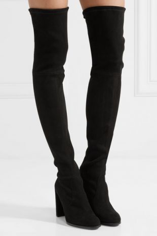 Hiline stretch suede over the knee boots