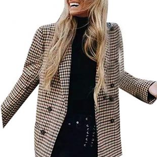 Blazer Oversize à Carreaux Femme Classique,Overdose Hiver Soldes Veste en Laine Manteau Chic Suit Workwear
