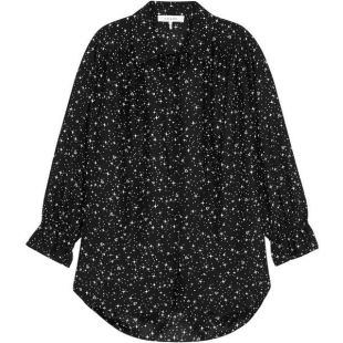 Frame Diamond-Print Silk Button-Down Shirt
