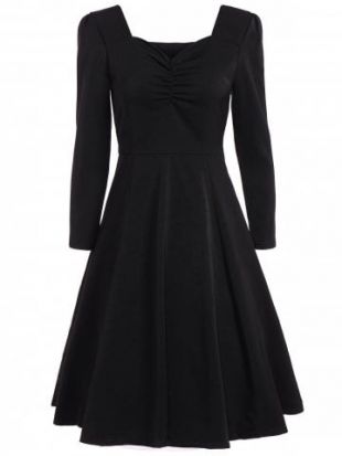 Sweetheart Neck à manches longues Swing Flare Dress