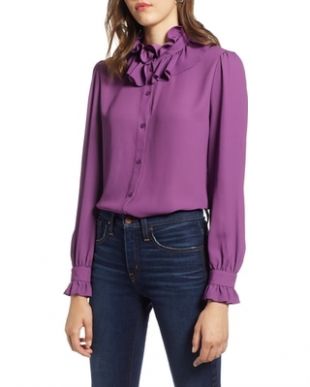 Halogen Ruffle Neck Blouse