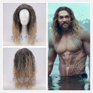 2018 Justice League Cosplay Aquaman Wigs Brown Curly Wave Wig Halloween Props  | eBay