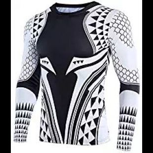 PAPWELL Aquaman Tshirt 3D Printed Costume DC Comics Jason Mamoa Superhero Long Sleeve Tshirt Women Mens Adult