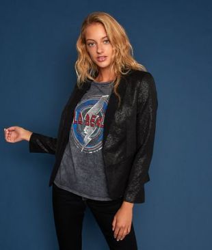 Veste col tailleur à effet métallisé