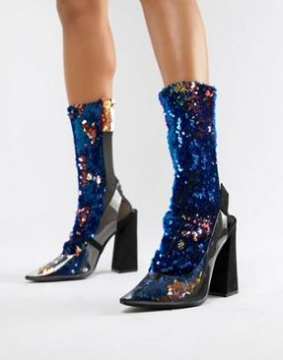 Chaussettes color block à sequins