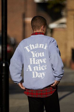 Urban Outfitters Have A Nice Day Blue Crew Neck Sweatshirt