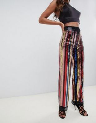 Starlet   Pantalon large à sequins et rayures arc en ciel at asos.com