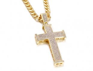 US $11.5 |DressUp Fashion Jewelry Iced Out Cross Necklace Gold/Silver Plated Hip Hop Crystal Pendant with Link Chain Free Shipping  in Pendant Necklaces from Jewelry & Accessories on Aliexpress.com | Alibaba Group