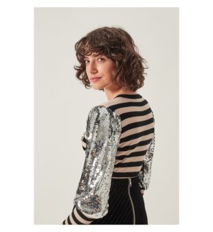 Pull Rainbow Cote greige et noir