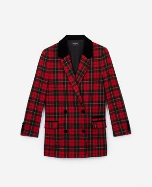 Veste laine carreaux rouges et verts