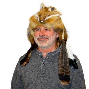 Hts1676 glacier porter Red Fox fourrure montagne homme chapeau de plumes et Rosette