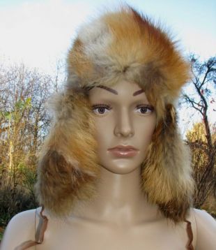 Cap fourrure fourrure de renard naturel bonnet USHANKA VINATGE cosaque tête de couverture d’hiver