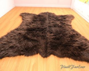 Grand tapis Grizzly ours noir marron blanc tapis fausse fourrure Lodge cabine tapis Cottage décor intérieur hirsute peluche tapis en peau