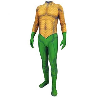 QQWE Aquaman Arthur Curry Cosplay Vêtements DC Hero Costume De Déguisement Bodysuit Tenues Attire Film Costume Prop,Adult-XXL