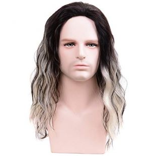 Menoqi Mens Wig Short Curly Male Hair Wigs Shoulder Length Ombre Golden Movie Cospaly Costume Wigs WIG174