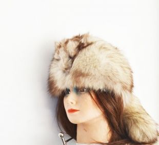 Chapeau en fourrure de renard vintage avec tête et queue chapeau de trappeur David Crocket