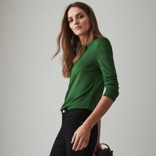 Reiss Marilyn Green Straight Neck Top