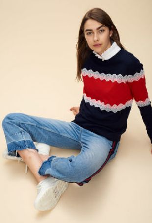 Pull bicolore en laine mérinos