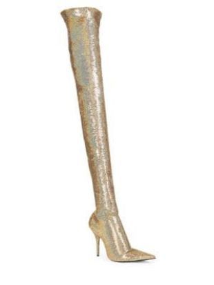 Balenciaga Sequin Knife Thigh-High Boots