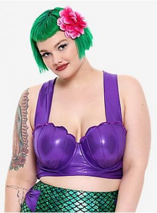 Plus Size - Disney The Little Mermaid Ariel Shell Purple Wireless Triangle  Bikini Top - Torrid