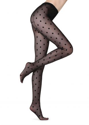 Collant en résille pailleté à pois