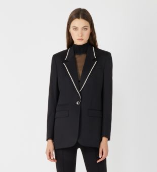 Veste de costume à encolure strassée