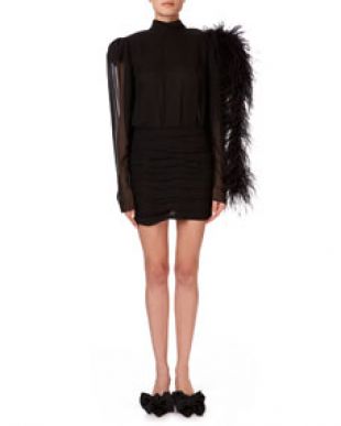 Magda Butrym Dubai Feather Shoulder Open Back Mini Dress