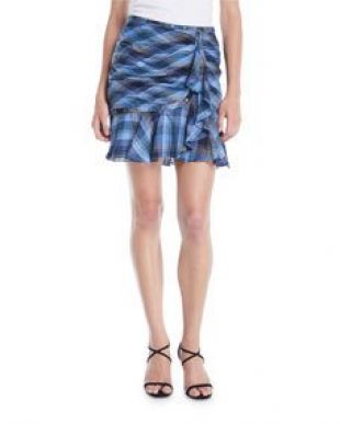 Veronica Beard Parris Plaid Ruffle Tulip Skirt