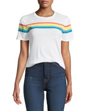 Elizabeth and James Lakota Crewneck Short Sleeve Rainbow Print T Shirt