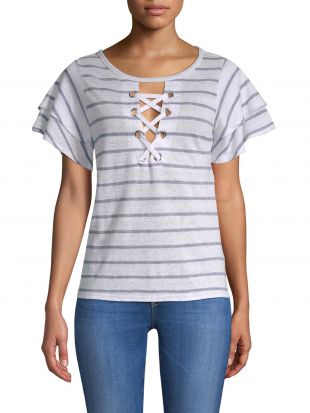 Generation Love Kiki Lace-Up Stripe Tee