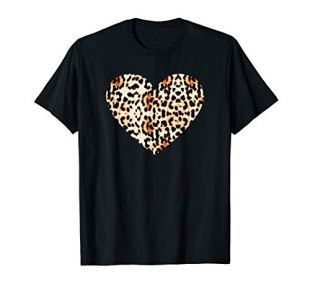 Cool Cheetah Leopard Print Heart T-Shirt