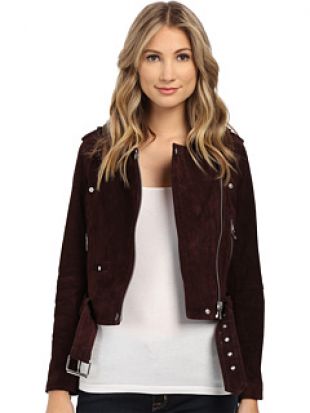 Blank NYC Burgundy Suede Moto Jacket in Morning After