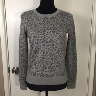LOFT Gray on Gray Cheetah Sweater Size S