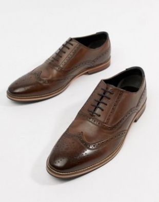ASOS DESIGN   Chaussures richelieu en cuir avec semelle naturelle et détails colorés   Marron at asos.com