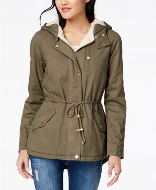 Collection B Juniors' Faux-Fur-Lined Hooded Parka