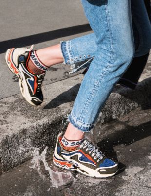 Sneakers with flames on the sole