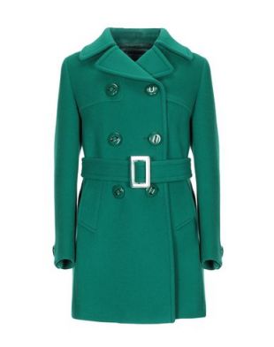 Prada Double-Breasted Wool-Felt Peacoat in Emerald