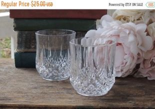 SUR la verrerie Vintage vente de cordons de cristal roches verres de jus 2 verres verre taillé motif verrerie whisky verres Barware baccalauréat Par
