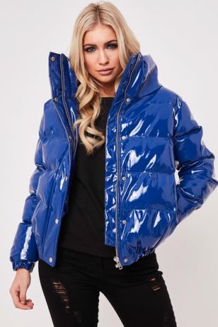 Leah Blue High Shine Puffer Jacket