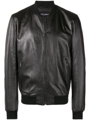 Veste Bomber Zippée En Cuir Dolce & Gabbana