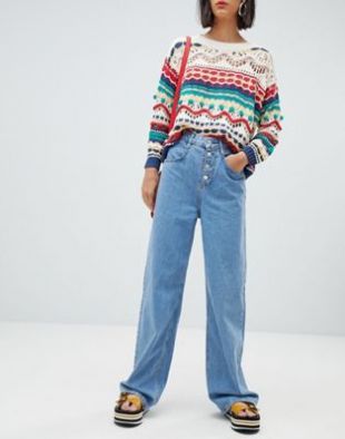 Mango Jean ample  Bleu moyen