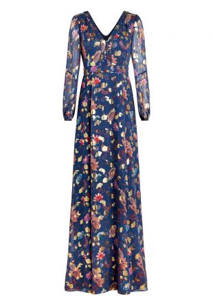 Rachel Zoe - Rachel Zoe Annabel Metallic Floral Fil Coupe Maxi Dress