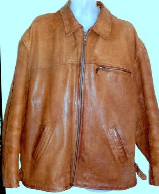 MENS XL 46 48 cuir veste épaisse lourde whisky rétro Vintage Zip marron manteau automne hiver moto gros
